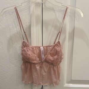 Urban Outfitters Pink Lace Trim Chemise